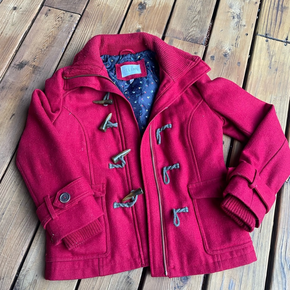 dELiA*s Red Woman’s Pea Coat with Toggle Closures